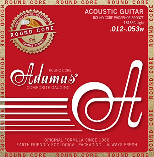 Adamas Akustik-Gitarren Saiten Historic Reissue Phosphor Bronze Round Core Satz Light .012-.053 - 1818RC von Adamas