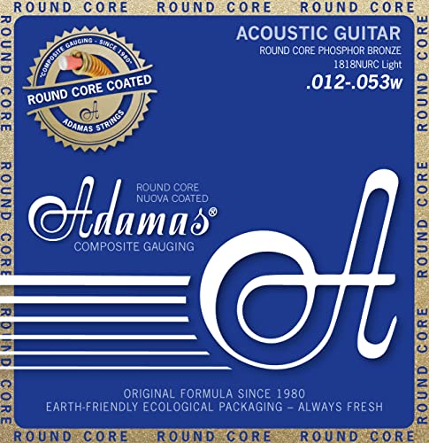 Adamas Akustik-Gitarren Saiten Nuova Phosphor Bronze beschichtet Round Core Satz Light .012-.053 - 1818NURC von Adamas