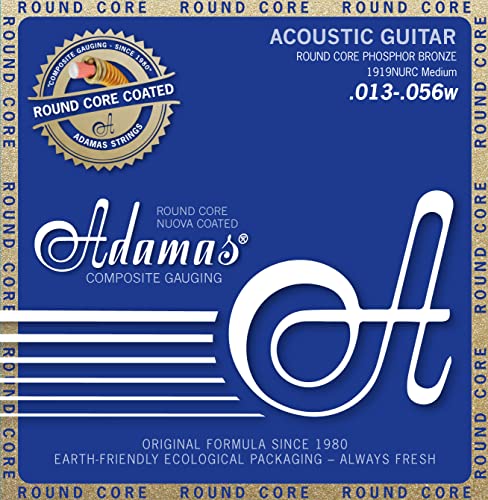 Adamas Akustik-Gitarren Saiten Nuova Phosphor Bronze beschichtet Round Core Satz Medium .013-.056 - 1919NURC von Adamas