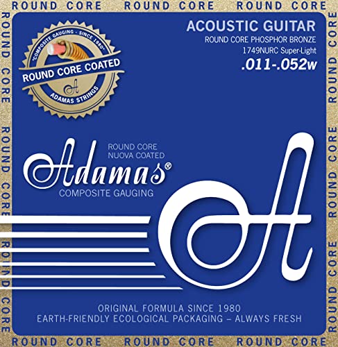 Adamas Akustik-Gitarren Saiten Nuova Phosphor Bronze beschichtet Round Core Satz Super Light .011-.052 - 1749NURC von Adamas