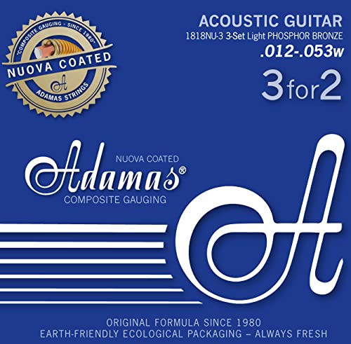 Adamas Saiten für Akustikgitarre Nuova Phosphor bronze beschichtet 3er Satz 3er Satz Light .012 von Adamas