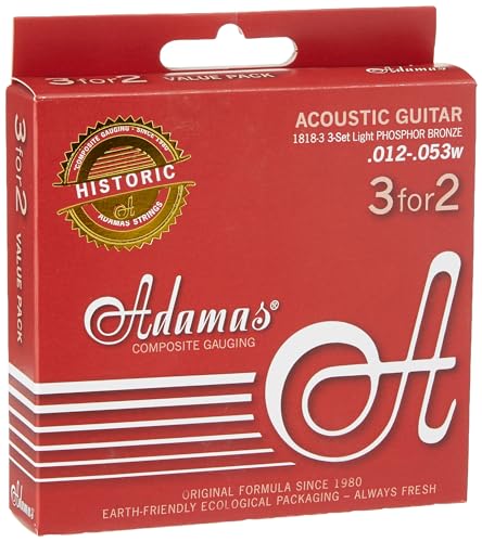 Adamas Saiten für Akustikgitarren Historic Reissue Phosphor Bronze 3er Satz Light .012 von Adamas