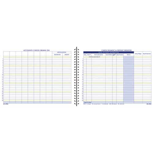 Adams Scheck-Zahlungs- und Einzahlungsregister, 21,6 x 27,9 cm, 44 Seiten (AFR60), Weiß von Adams