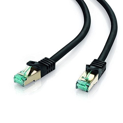 adaptare 67430 RJ45 Ethernet-Netzwerkkabel (S/FTP, PIMF, CU AWG26/7), mit Cat7 Rohkabel 10,0m schwarz von Adaptare
