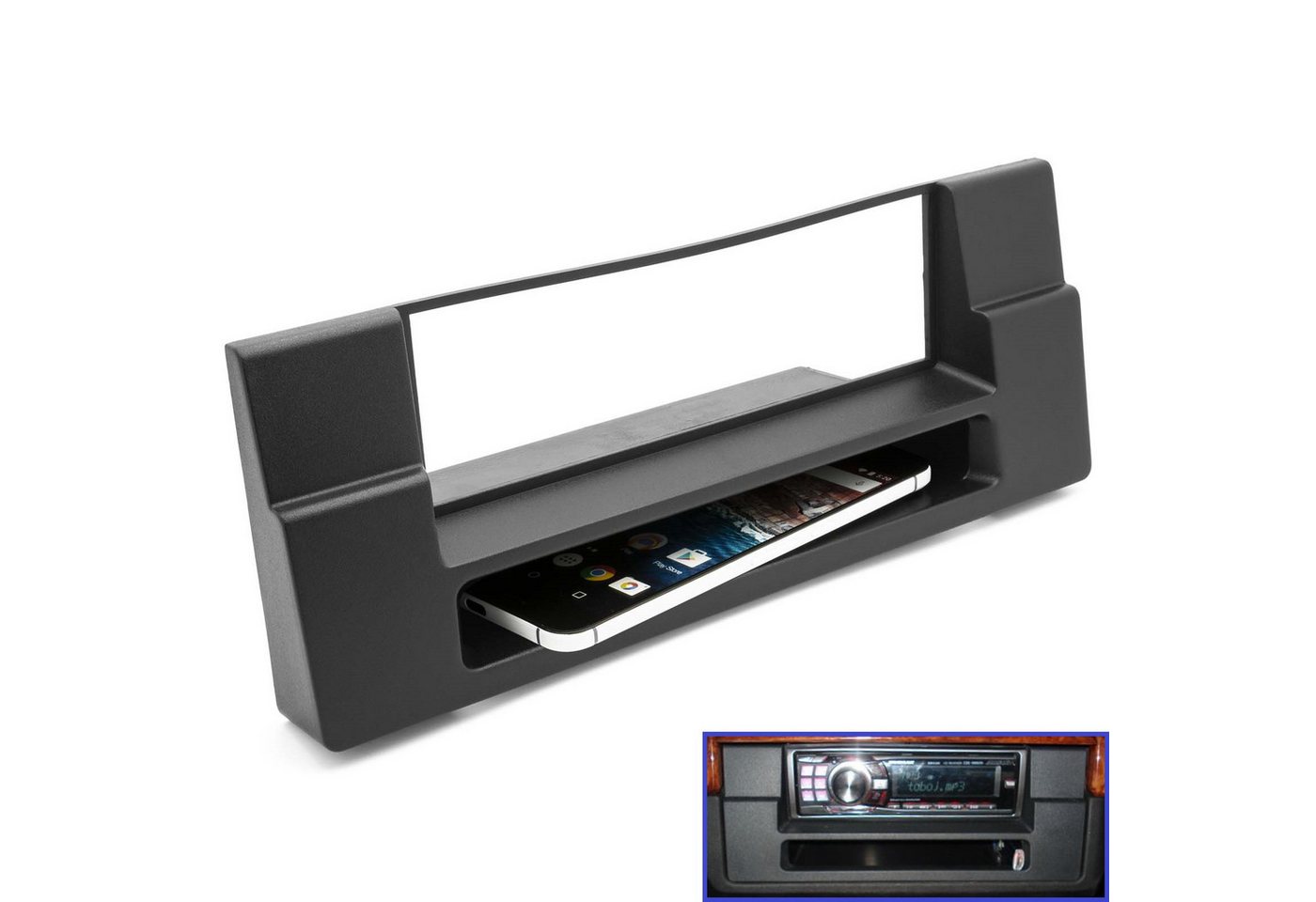Adapter Universe Radio Blende Einbau Rahmen 1 DIN passend für BMW 5er E39 BMW X5 E53 Autoradio von Adapter Universe