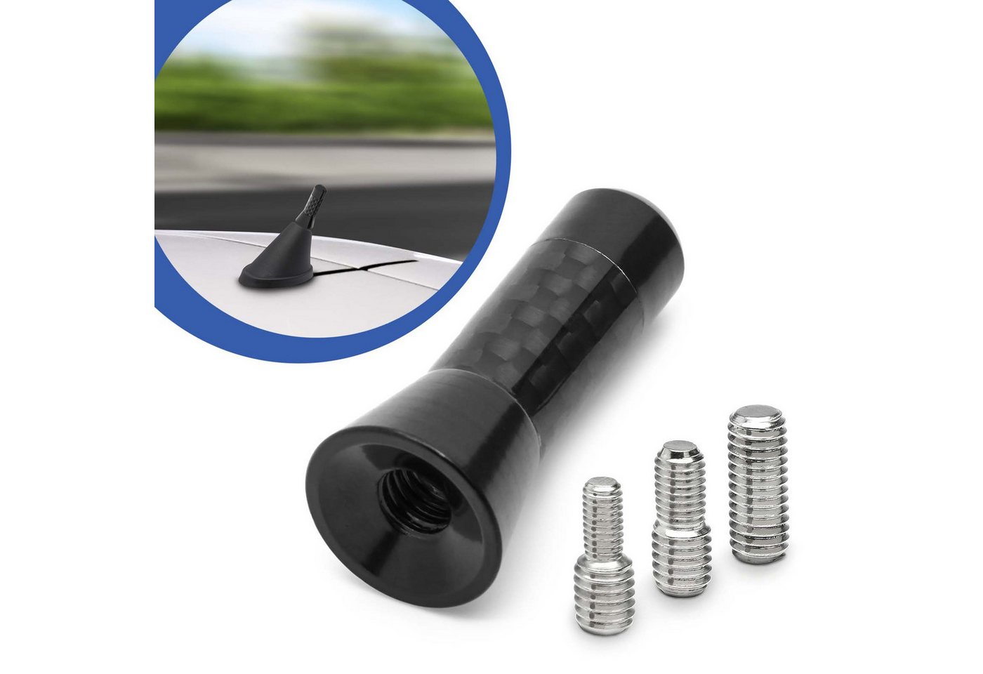 Adapter Universe Universal 3,5cm Auto Kurz Stab Dach Antenne Radio Carbon Design KFZ Stabantenne von Adapter Universe