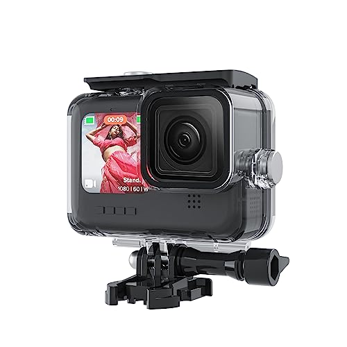 Adaptom 60M Wasserdichtes Gehäuse Hülle für GoPro Hero 11 Hero 10 Hero 9 Black, schützende Unterwasser mit Halterung und Befestigungsschrauben für Go Pro Hero 11/10/9 von Adaptom