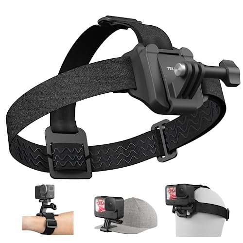 Kopfbandhalterung mit Kappenclip, Schnellverschluss-Kopfgürtelhalterung Kompatibel mit GoPro Hero 11/10/9/8/7/6/5, Fusion, Max, DJI OSMO und den meisten Action-Kameras von Adaptom