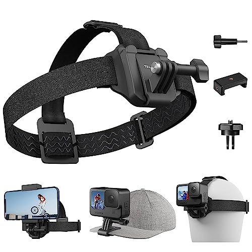 Multifunktions-Kopfband, Kopfgurt Kappenhalterung mit Telefonclip Vertikale Halterung Kit 2-in-1 Handy POV Halterung für GoPro Hero Insta360 DJI Action iPhone Android, Video, Vlog von Adaptom