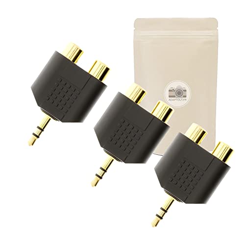 3 x Verteiler Mini Klinke 3,5 mm auf 2 x Cinch-Buchse, Mono-Signal-Splitter Miniklinke Audio HiFi von Adaptout