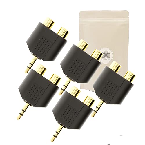 5 x Verteiler Mini Klinke 3,5 mm auf 2 x Cinch-Buchsen, Mono-Signal-Splitter Miniklinke Audio HiFi von Adaptout