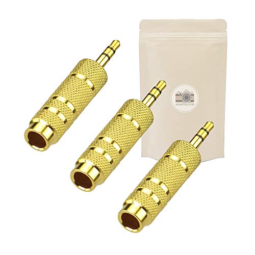 X3 Mini Jack Adapter 3.5mm männlich an Big Jack 6.35mm weibliche Audioverbinder Minijack Goldplatte 18k Gold Kopfhörer Mikrofon Kopfhörer - Adaptive französische Marke von Adaptout