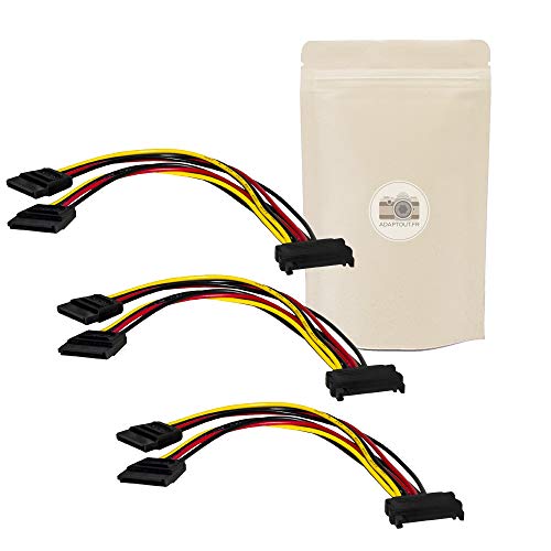 X3 SATA Flexible Kabelleistung Dubbinder 20cm Kabel Splitter für PC ATX Mini ATX Micro ATX 1 Männlich bis 2 Frauen - Adaptive French Marke von Adaptout