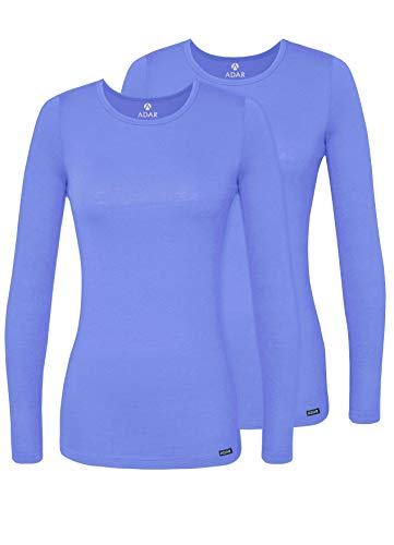 Adar Damen Untershirt 2er-Pack - Langärmeliges Komfort T-Shirt - 2902 - Ceil Blue - 2X von Adar Uniforms