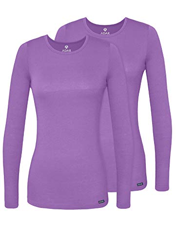 Adar Damen Untershirt 2er-Pack - Langärmeliges Komfort T-Shirt - 2902 - Lavender - XL von Adar Uniforms