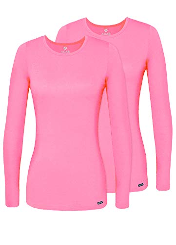 Adar Damen Untershirt 2er-Pack - Langärmeliges Komfort T-Shirt - 2902 - Neon Pink - XL von Adar Uniforms