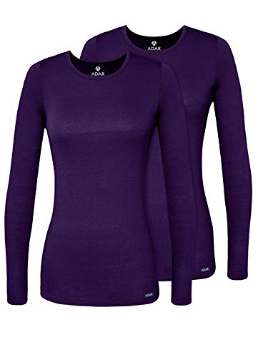 Adar Damen Untershirt 2er-Pack - Langärmeliges Komfort T-Shirt - 2902 - Purple - M von Adar Uniforms