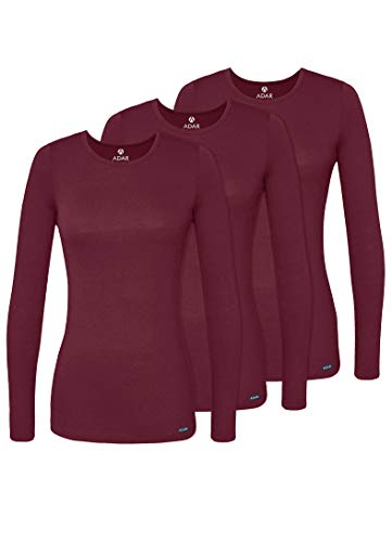 Adar Damen Untershirt 3er Pack - Langärmeliges Komfort T-Shirt - 2903 - Burgundy - XL von Adar Uniforms