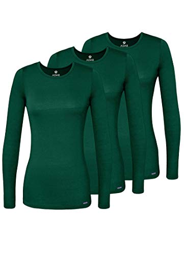 Adar Damen Untershirt 3er Pack - Langärmeliges Komfort T-Shirt - 2903 - Hunter Green - 2X von Adar Uniforms