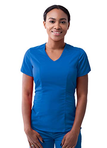 Adar Pro Damen Kittel - Maßgeschneidertes medizinisches Top mit V-Ausschnitt - P7002 - Royal Blue - XXS von Adar Uniforms