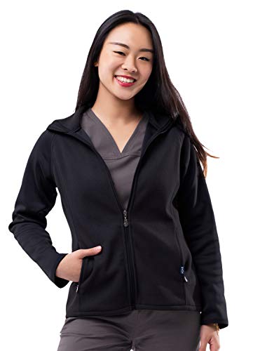 Adar Pro Damen Kittel - Medizinische Aufwärmjacke aus Fleece - P7202 - Black - XS von Adar Uniforms