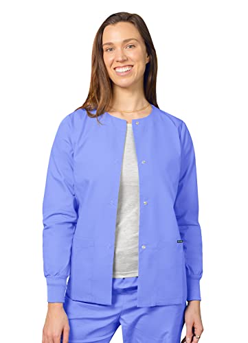 Adar Universal Damen Pflegebekleidung - Medizinische Rundhals Aufwärmjacke - 602 - Ceil Blue - 4X von Adar Uniforms