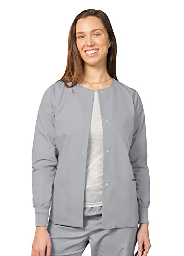 Adar Universal Damen Pflegebekleidung - Medizinische Rundhals Aufwärmjacke - 602 - Silver Gray - M von Adar Uniforms