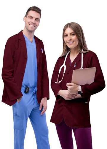 Adar Universal Unisex-Laborkittel - Klassischer 79 cm Arztkittel - 805 - Burgundy - 2X von Adar Uniforms