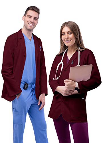 Adar Universal Unisex-Laborkittel - Klassischer 79 cm Arztkittel - 805 - Burgundy - L von Adar Uniforms