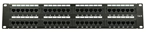 Adastra 48-Port Netzwerk-Patchpanel High Speed Cat6, CAT5 und CAT5e Verkabelung von Adastra