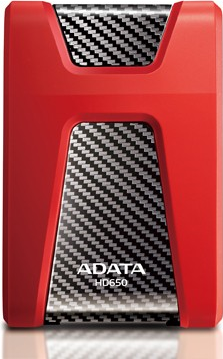 ADATA DashDrive Durable HD650 - Festplatte - 2 TB - extern (tragbar) - 2.5" (6.4 cm) - USB 3.1 - 256-Bit-AES - Rot von Adata