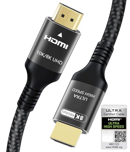 Adauxter 10K 8K HDMI 2.1 Kabel 5M, Zertifiziert 48Gbps Ultra High Speed HDMI Kabel mit Ethernet 4K 240Hz 165Hz 144Hz 120Hz 8K 60Hz eARC HDCP2.3 HDR10+ PC Laptop TV Monitor Projektor PS5 X-Box von Adauxter