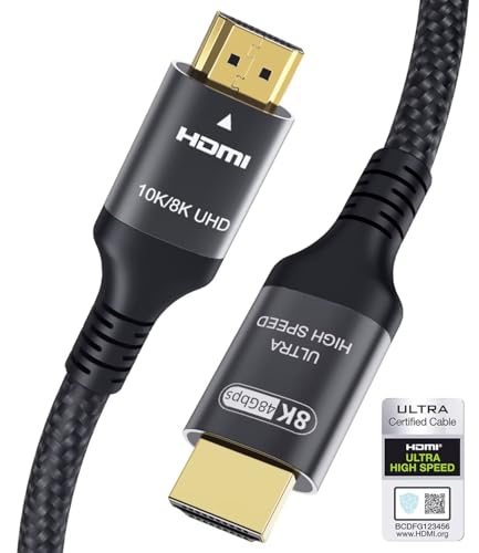 Adauxter 10k 8k HDMI 2.1 Kabel 1M, Zertifiziert Ultra High Speed HDMI Kabel 4K 144Hz 120Hz 8K60Hz eARC DTS:X D-olby Atmos HDR10+ HDCP2.3 Kompatibel Mac PS5 X-box Gaming PC TV RTX4090 von Adauxter