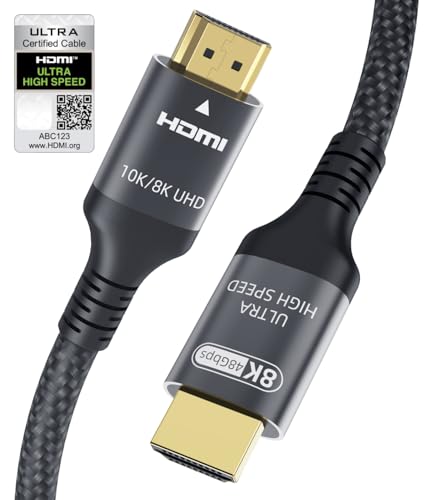 Zertifiziertes HDMI 2.1 Kabel 8K 2m, 48Gbps Ultra High Speed HDMI-Kabel 4K 120Hz/144Hz 8k 60Hz 4:4:4 eARC DTS:X Dolby Atmos Dynamic HDR HDCP2.3 Kompatibel für MacBook Pro2021 Gaming PC OLED TV Roku von Adauxter
