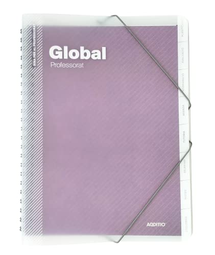 ADDITIO - Global Ordner für Lehrer | Bewertung | Terminplaner | Meetings | Größe 24 x 32 cm | Katalanisch | Lila von Additio