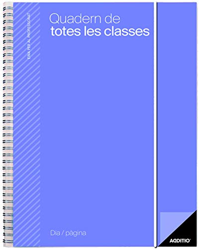 ADDITIO - Schulheft für alle Klassen Tag Seite für Lehrer | Tagesplanung mit Monatsorganisation | Kontinuierliche Bewertung | Größe 17 x 24 cm | Katalanisch | Lila von Additio