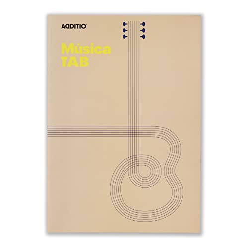 Additio Notenheft Tab 4 Stufen 9 mm + Gitarren-Tabulatur und Akkorddiagramm – Beige von Additio