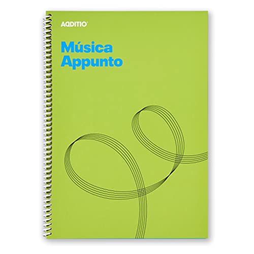 Appunto Music Notizbuch, 12 Pentagramm, 9 mm, mit Beschriftungen, Grün von Additio