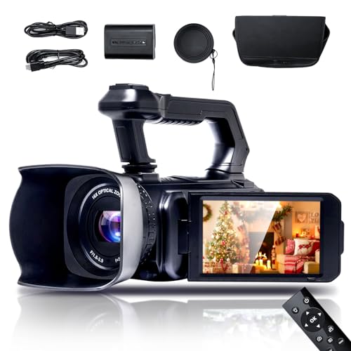 Ade Camcorder, Digitalkamera 48MP, Videocamera mit 64x Hybridzoom(16x optischer Zoom und 4X Digitalzoom), 4,0'' HD Touchscreen, elektronische Stabilisierung, Ideal für Aufnahmen auf YouTube von Ade