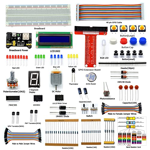 Adeept Starter-Set für Raspberry Pi 3, 2 Modell B/B+, LCD1602, Motor, C und Python-Code, Anfänger/Starter-Kit mit Bedienungsanleitung (evtl. nicht in deutscher Sprache) von Adeept