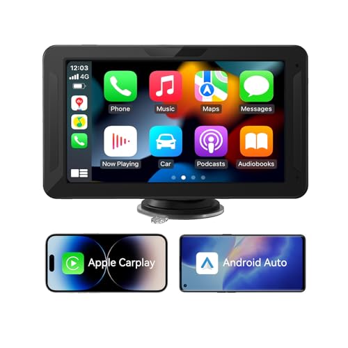 7 Zoll Wireless Carplay Display Android Auto Display mit Touchscreen,Tragbarers Carplay Autoradio Android Auto Bildschirm mit AUX/FM,GPS Navigation,Siri,Mirror Link,Bluetooth für alle Fahrzeuge 7 Zoll Wireless Carplay Display Android Auto Display mit Touchscreen,Tragbarers Carplay Autoradio Android Auto Bildschirm mit AUX/FM,GPS Navigation,Siri,Mirror Link,Bluetooth für alle Fahrzeuge von Adelagnes