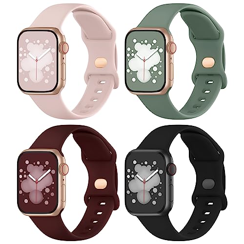 Adepoy Armbänder Kompatibel mit Apple Watch Armband 38mm 40mm 41mm, mit Druckverschluss Weiches Sport Band Damen Herren für Apple Watch SE 9 8 7 6 5 4 3 2 1, 4 Stück von Adepoy