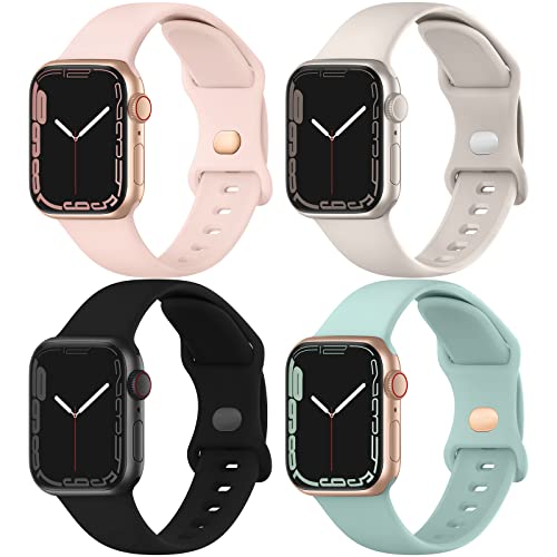 Adepoy Armbänder Kompatibel mit Apple Watch Armband 38mm 40mm 41mm, mit Druckverschluss Weiches Sport Band Damen Herren für Apple Watch SE 9 8 7 6 5 4 3 2 1, 4 Stück von Adepoy