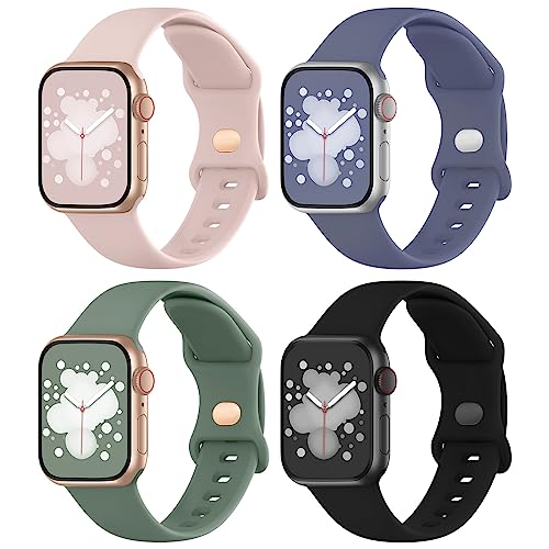 Adepoy Armbänder Kompatibel mit Apple Watch Armband 38mm 40mm 41mm, mit Druckverschluss Weiches Sport Band Damen Herren für Apple Watch SE 9 8 7 6 5 4 3 2 1, 4 Stück von Adepoy