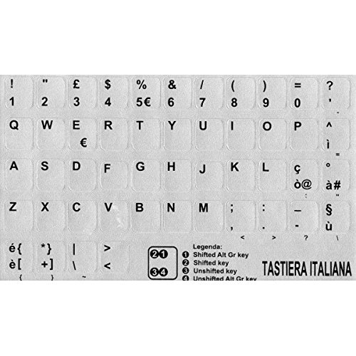 AdesiviTastiera.it - Aufkleber italienische Tastatur Hintergrund grau Buchstaben schwarz von AdesiviTastiera.it
