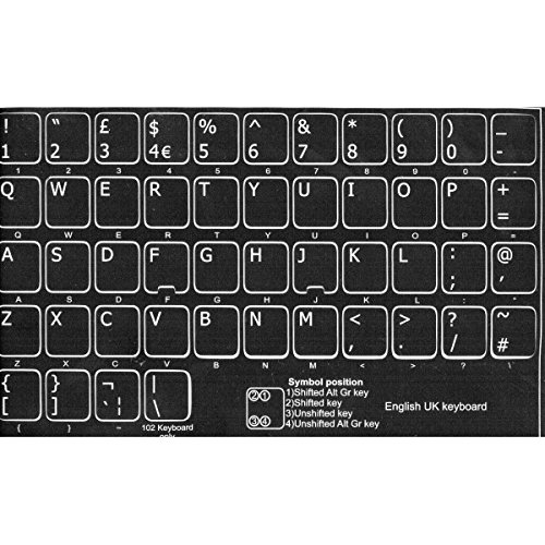 adesivitastiera. IT – Aufkleber Buchstaben Tastatur UK Boden schwarz weiße Buchstaben von AdesiviTastiera.it