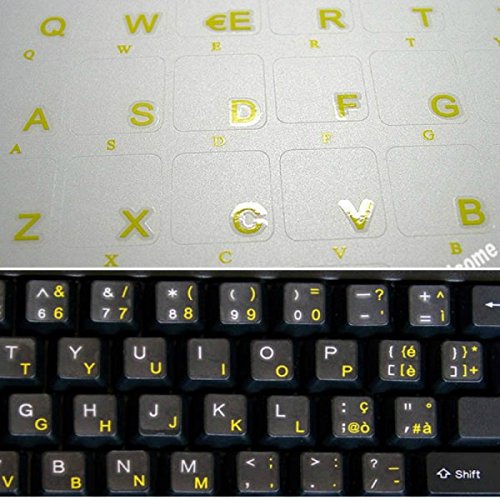 adesivitastiera. IT – Aufkleber Tastatur italienisch Boden transparent Buchstaben gelb von AdesiviTastiera.it