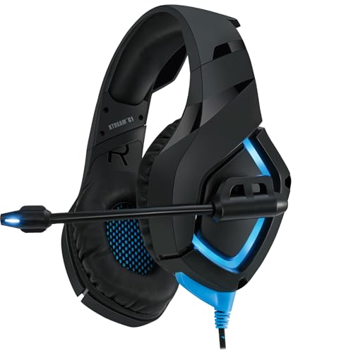 Adesso Xtream G1 - Gaming-Kopfhörer mit Mikrofon mit Geräuschunterdrückung und LED-Beleuchtung für PC, PS4, Xbox, Nintendo Switch und Laptops, Schwarz von Adesso