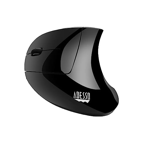 Adesso iMouse E90 - Wireless Left-Handed Vertical Ergonomic Mouse, Einfarbig, 6.90in. x 5.20in. x 4.30in. von Adesso