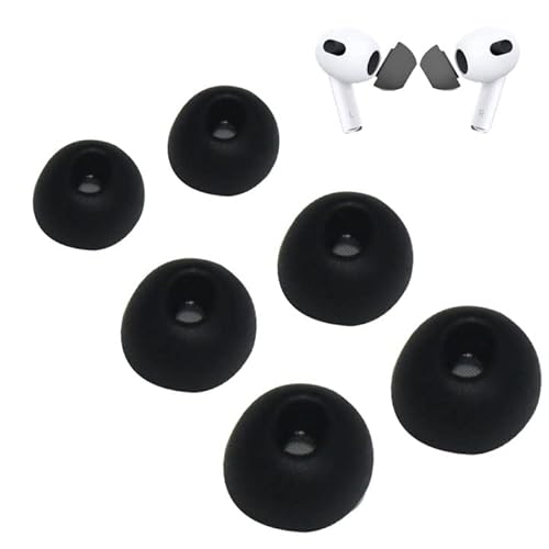 3 Paar Ersatz-Ohrhörer mit Rauschunterdrückungsloch, weiche Silikon-Ohrstöpsel, kompatibel mit Airpods Pro Bluetooth-Kopfhörer (S/M/L, schwarz) von Adhiper